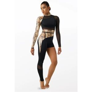 Weissman Elite | Yellow Flicker Beat Long Sleeve Unitard Dance Costume, LC